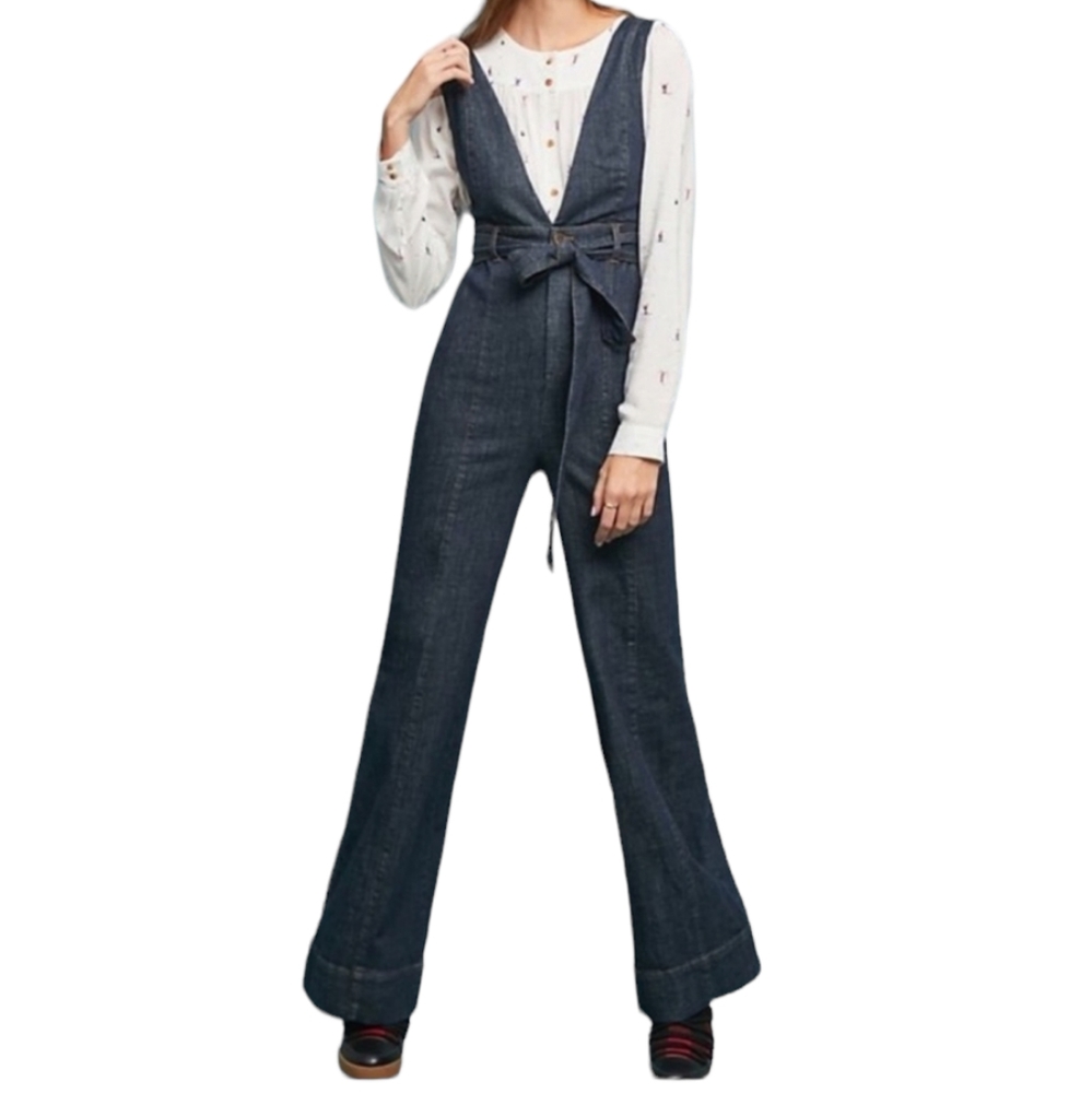 Pilcro & Letterpress Anthropologie Denim Jean Overall Jumsuit 4